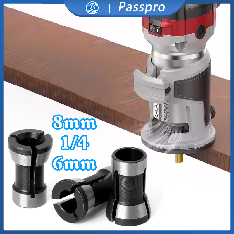 Collet Chuck Collet Chuck Router Trimmer 3pcs Collet Chuck Adapter 6/6.35/8mm Mata Router Bits Untuk