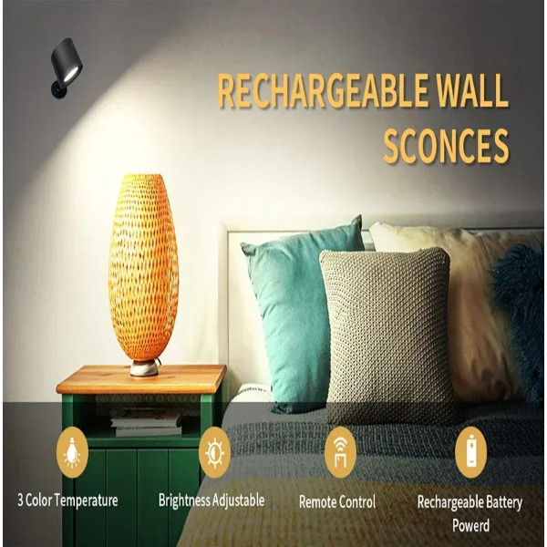 MESGET Lampu Baca Magnetik Wireless Led Spotlight Rechargeable 1800mAh - JG001