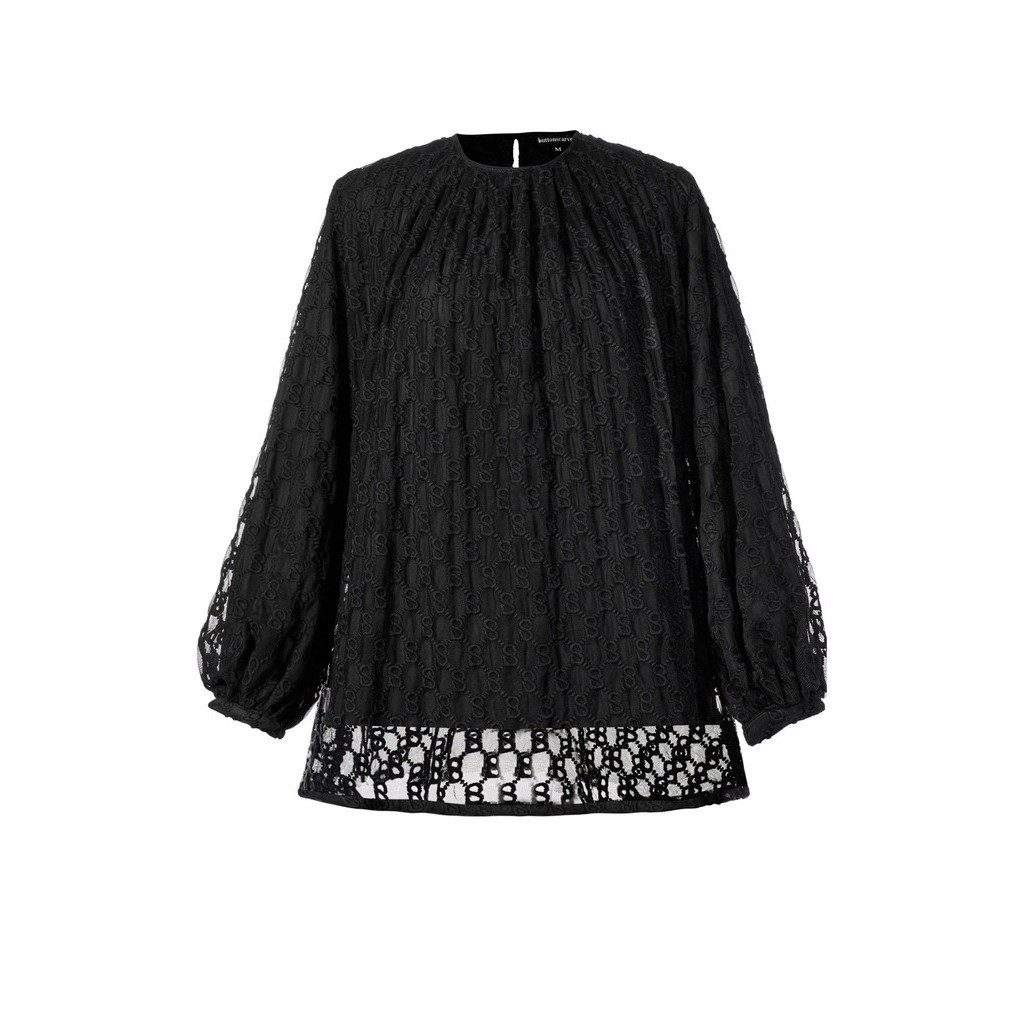 Buttonscarves Monogram Embroidery Blouse - Black