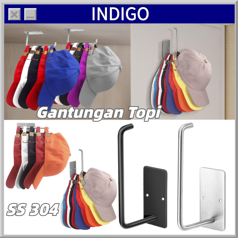 Gantungan Topi Dinding Tempel Stainless Tempat Topi Serbaguna Rak Gantung Topi Rak TopiDindingTempel