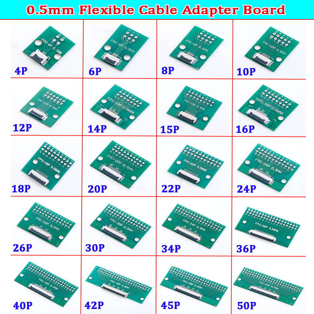 1pcs FPC/FFC Welding 0.5 Seat Connection 0.5mm Pitch Connector SMT To 2.54mm Flexible Cable Adapter 