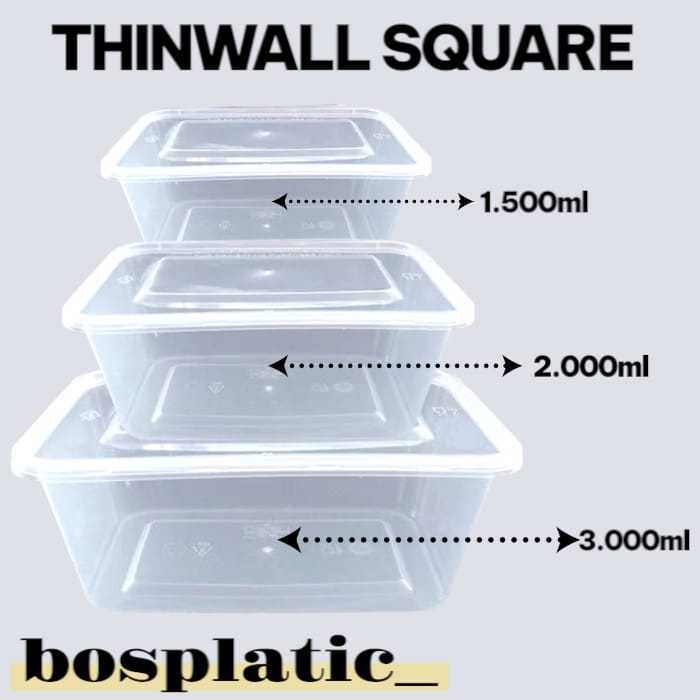 Ayumi Shop - Thinwall Square Food Container Box Kotak Makan Plastik