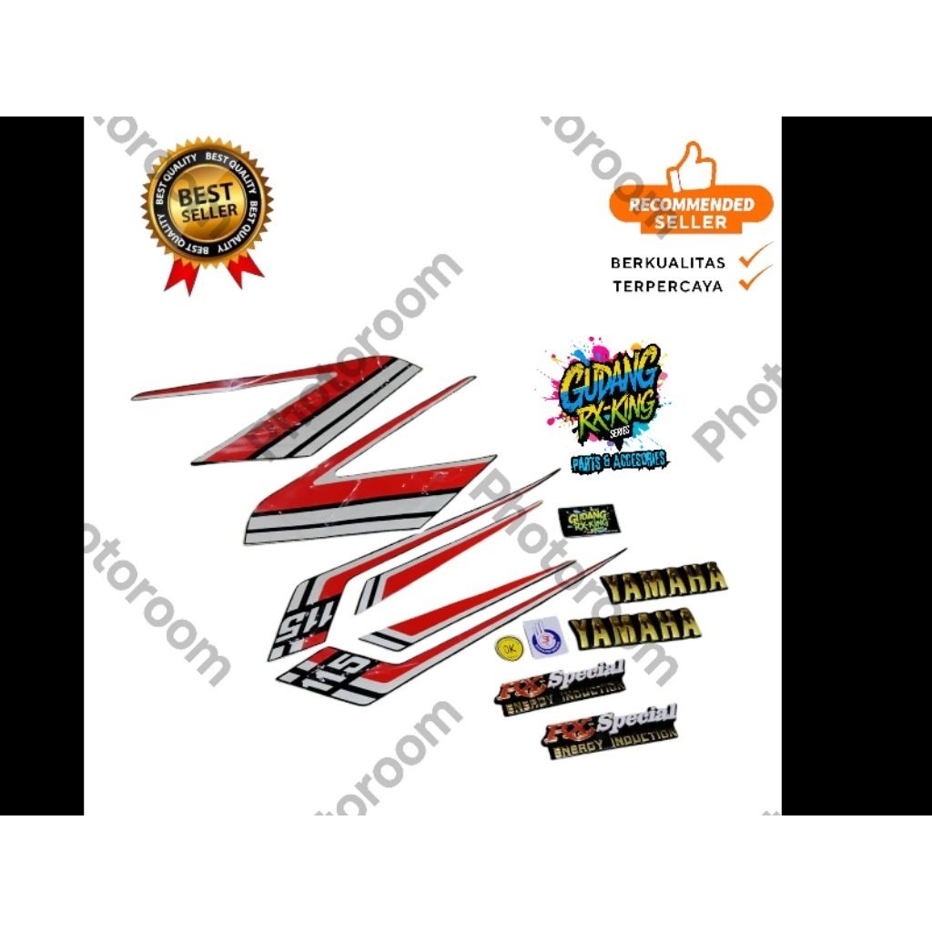 striping stiker list body yamaha RX SPESIAL 1990 MERAH SET EMBLEM TANGKI YAMAHA DAN BOX AKI TULISAN 
