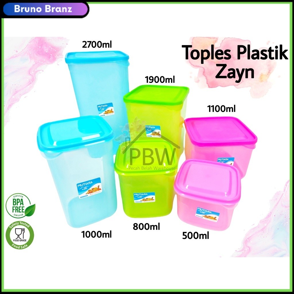 PROMO MURAH Toples Bumbu Kue Plastik Mutiara Zayn / Wadah Bumbu Mini / Toples Kue Plastik / Toples M