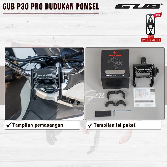 GUB P30 / GUB P30 PRO Original Holder Hp Dudukan Ponsel Aluminium Aloy - GUB P30 PRO, Hitam Merah