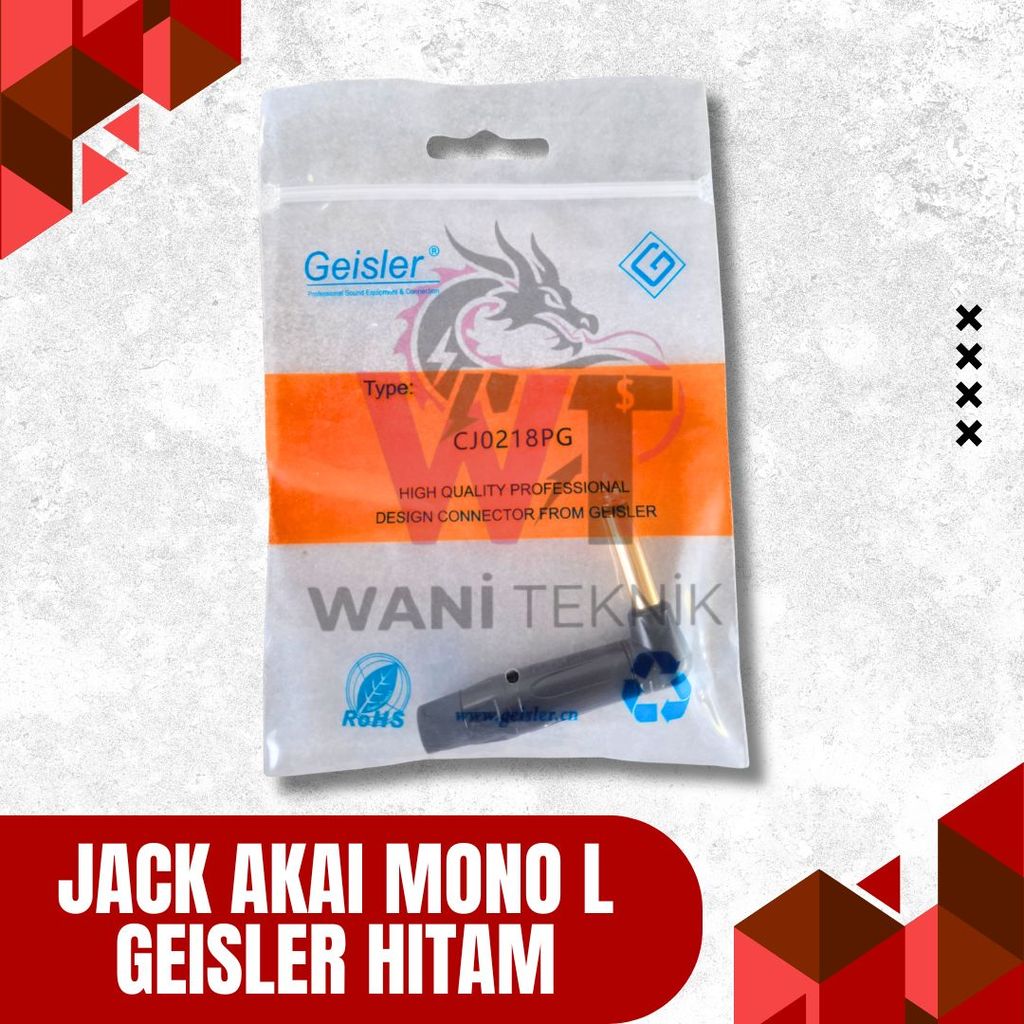 Jack Akai Mono L Shape Hitam Geisler Untuk Amplifier