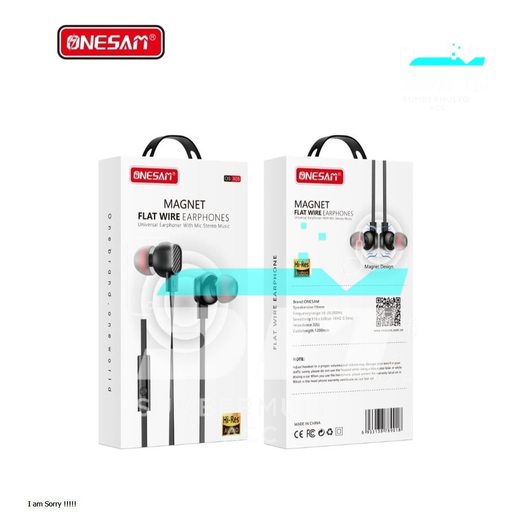 [ORI ONESAM + PACK + BUBBLE] HF ONESAM X05 Earphone Headset Magnet Hi-Res Suara jernih dan Sound Bas