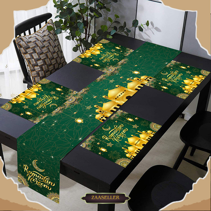 Promo 1SET TABLE RUNNER TAPLAK MEJA MAKAN EDISI LEBARAN IDUL FITRI EID ZSS