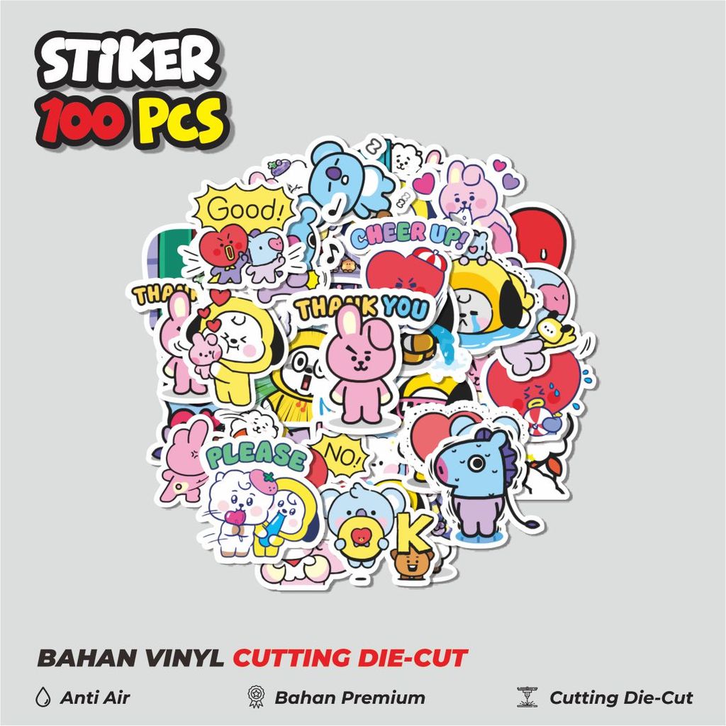 Terbaru! 50 pcs Stiker BTS Cartoonish Characters Dekorasi Lucu Kreatif untuk Notebook, Skateboard, H