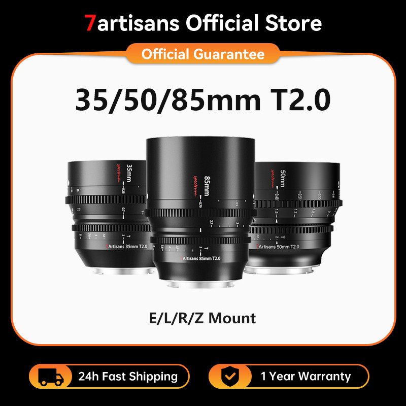 7artisans 35mm 50mm 85mm T2.0 Full Frame 310° Ultra Long Focus Cine Professional Spectrum Lenses For