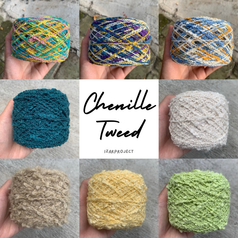 Benang Chenille Tweed - Chenille Wavy ( Fancy Yarn / Boucle / Benang Kapas)