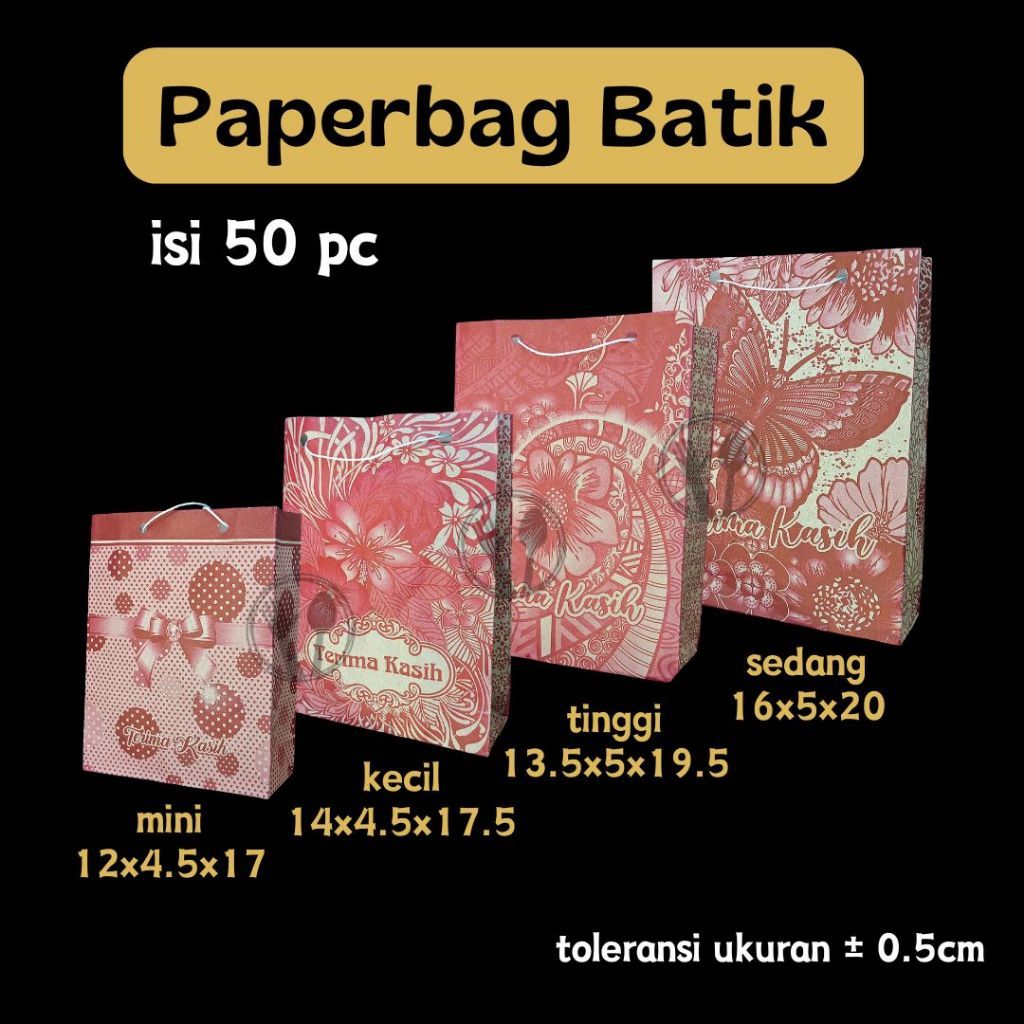 [ISI 50 PC] PAPER BAG BATIK TAS KERTAS MOTIF BATIK UK 14X4X17 TAS GOODIE BAG TAS SNACK SOUVENIR HANT