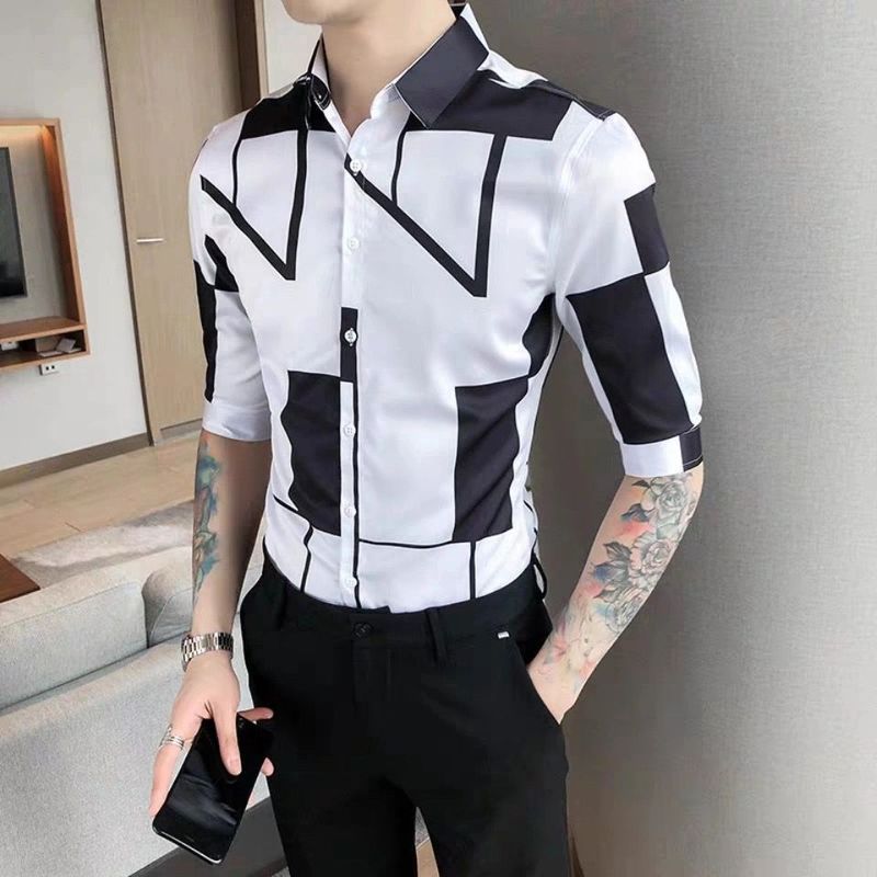 New men's Korean-style mid-sleeve shirt