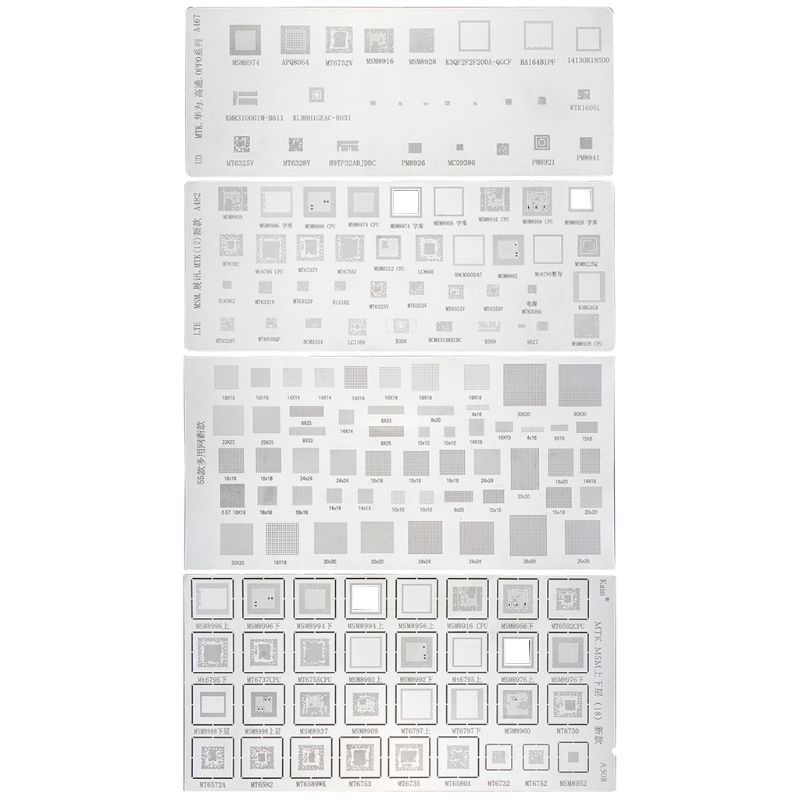 4PCS Universal BGA Stencil for MTK MSM Samsung Huawei Xiaomi iPad CPU RAM PM Power IC Reball Pin BGA