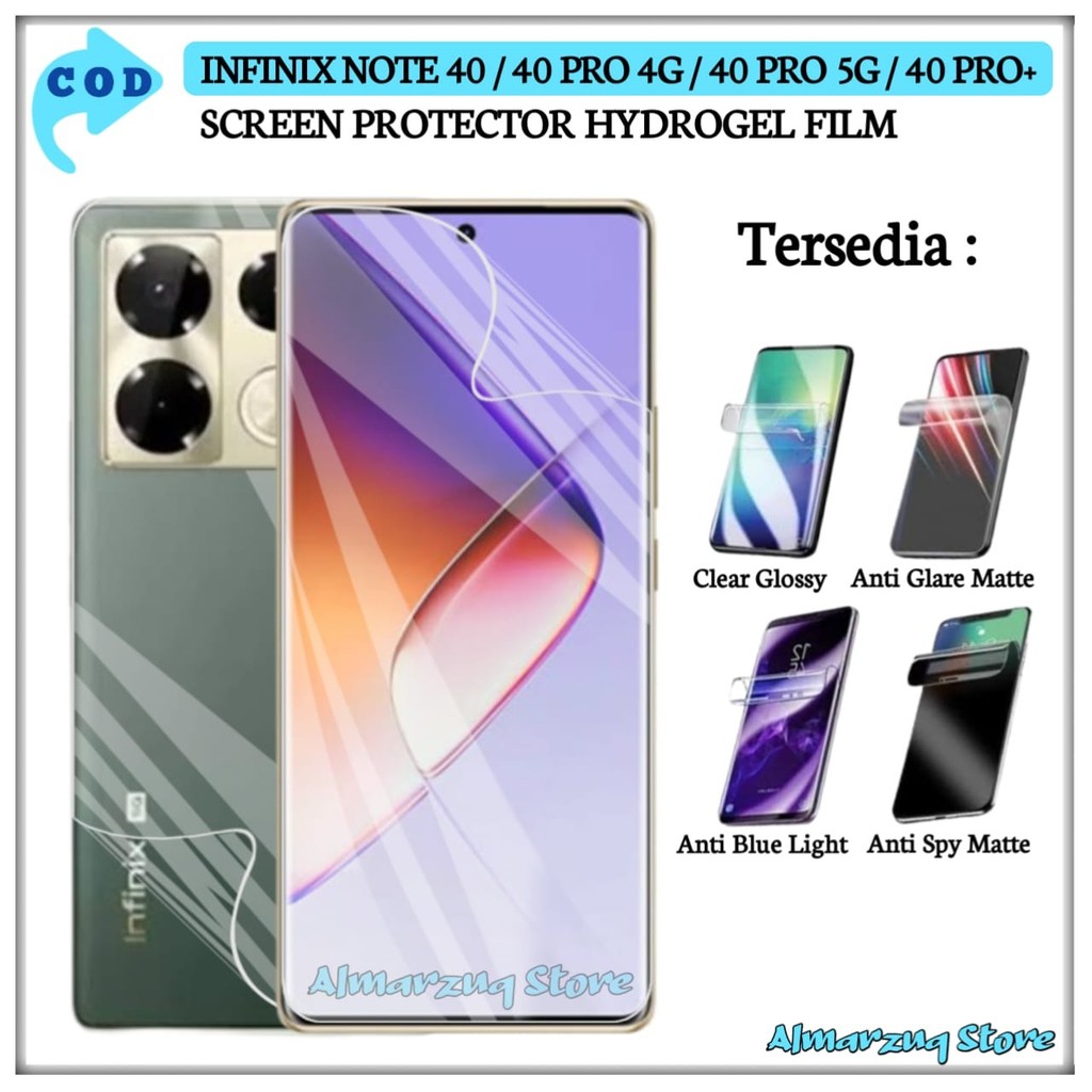 Anti Gores Hydrogel Film Infinix Note 40 40 Pro 4G/5G 40S 40 Pro+ Screen Protector HP Full Cover