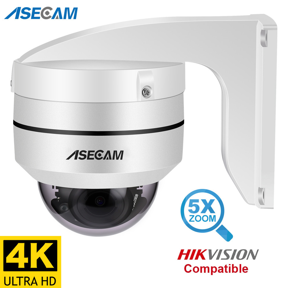Hikvision Compatible 8MP 4K PTZ IP Camera Outdoor Dome Onvif PoE 5X Optical Zoom CCTV Auo AI Auto Tr