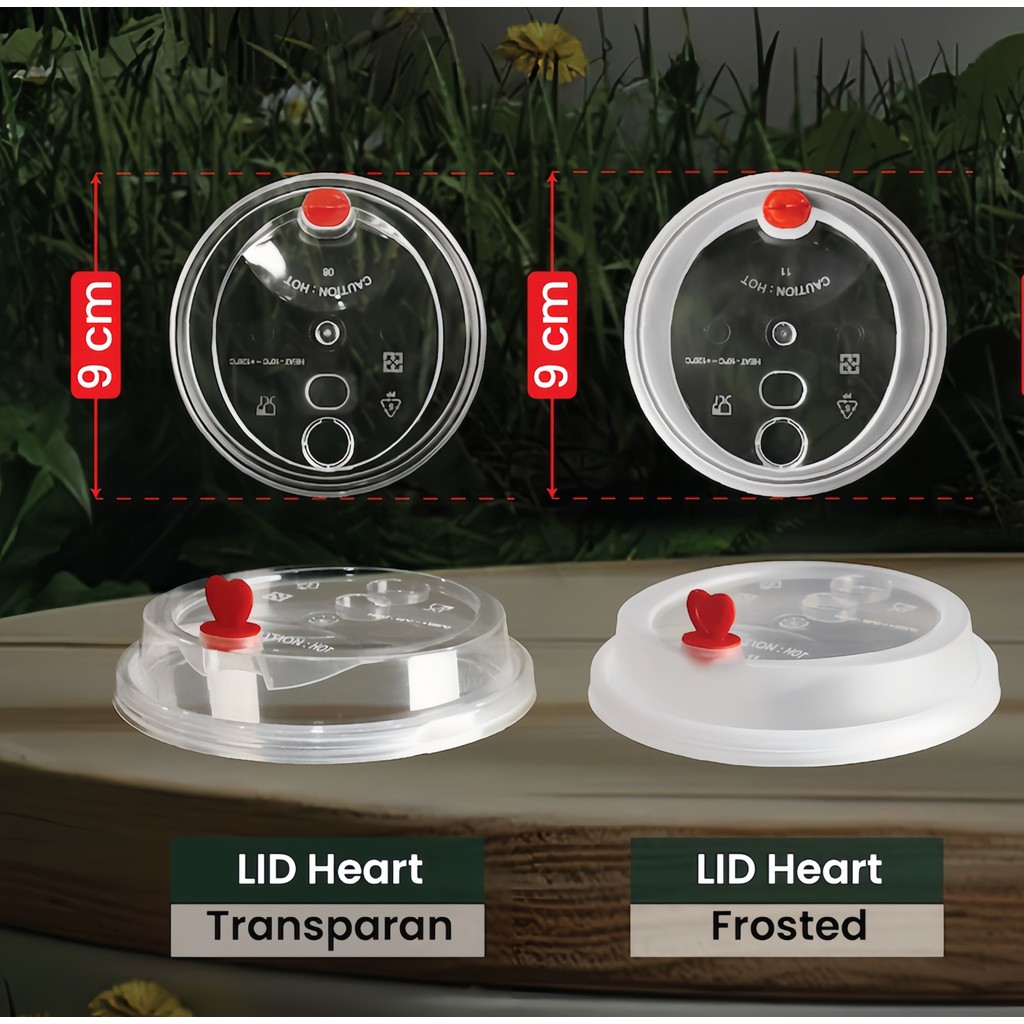 [25PCS] Tutup Gelas Plastik Injection HEART 90mm | Lid Cup 12oz 14oz 16oz 22oz 24oz | Food Grade | T