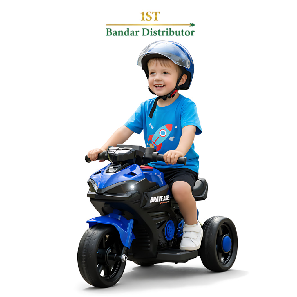 Mainan Anak KT-5189-1 BRAVE ARE Mainan Motor Aki Anak 3 Roda Motor Listrik Musik LED Keren