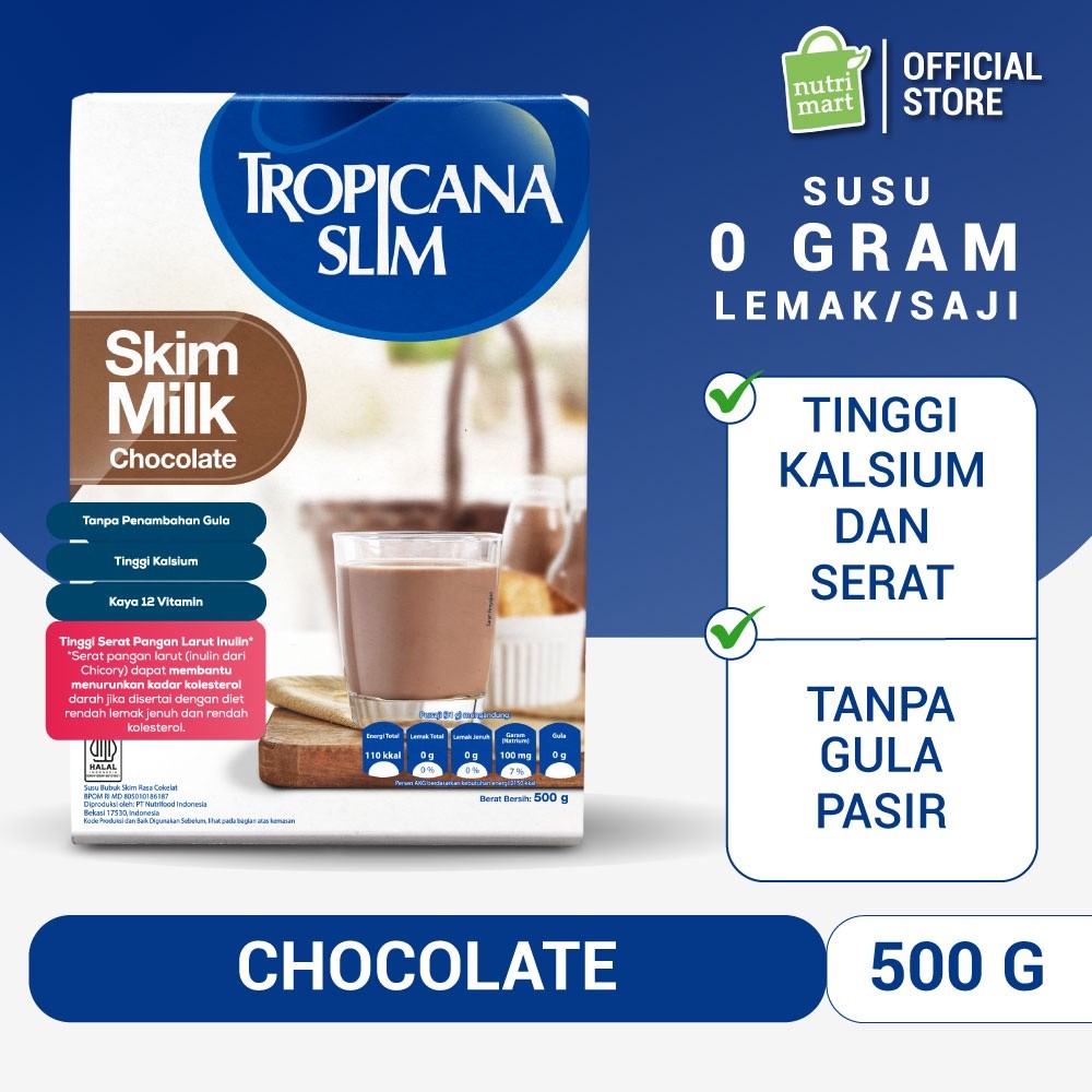 Tropicana Slim Susu Skim Chocolate 500gr - Bantu Turunkan Kolesterol
