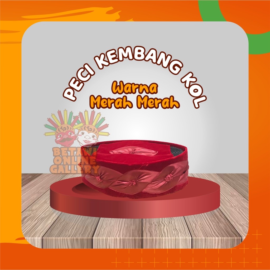 Peci/Songkok/Kopiah Kembang Kol Merah Silat Betawi