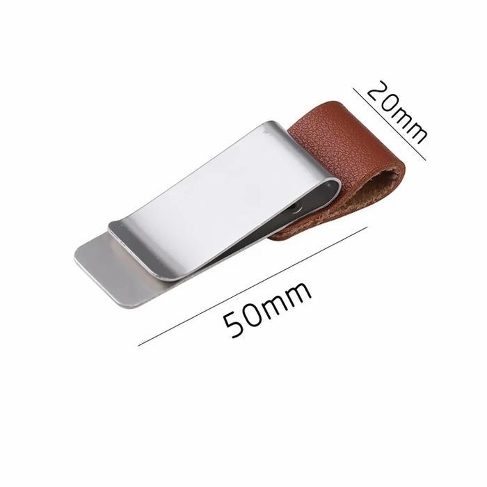 Pen Holder Notebook Clip leather - brown silver
