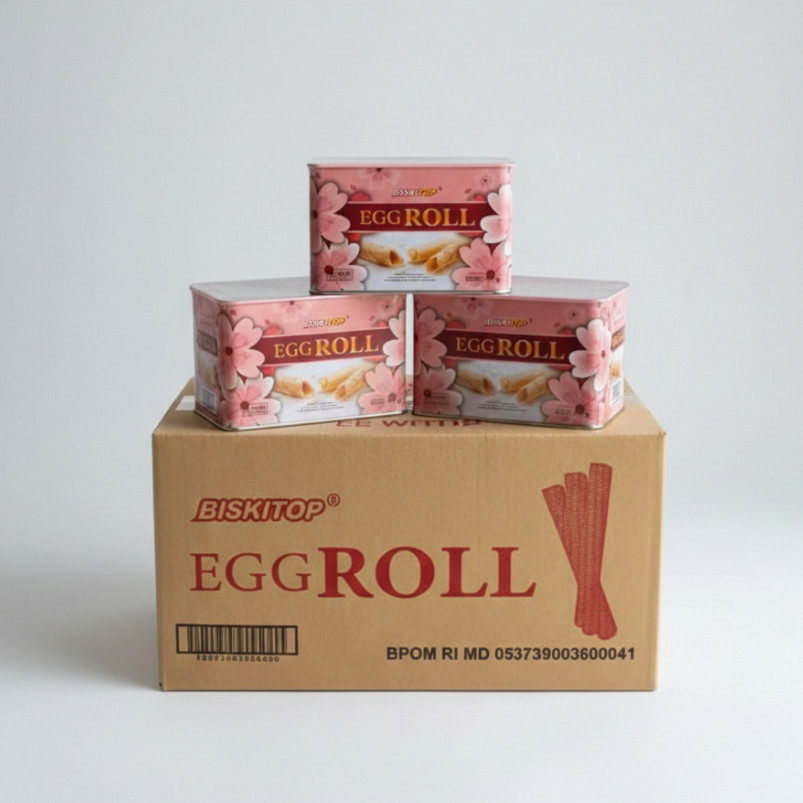 Biskitop Egg Roll 300 gr x 6 kaleng / Biskitop Egg Roll Kaleng 1dus