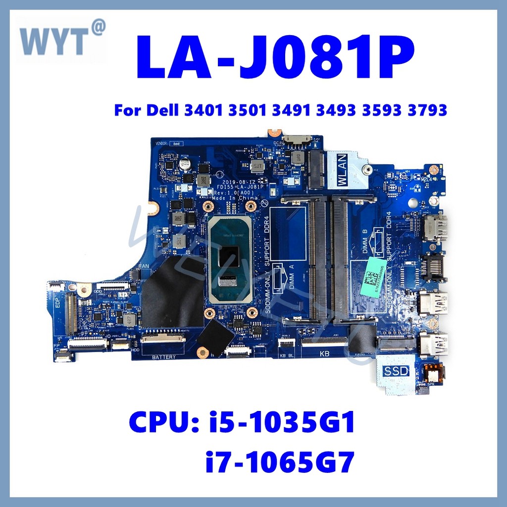 LA-J081P Mainboard With i5-1035G1 i7-1065G7 CPU For Dell Vostro 3401 3501 3491 Inspiron 3493 3593 37