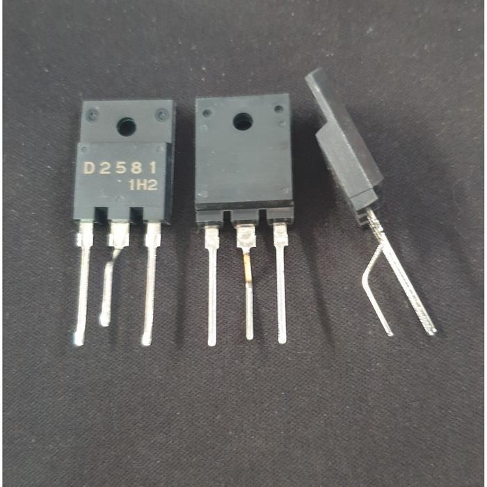 Part Transistor D2581 NPN 1500V 10A utk Horizontal Output - Original Tekuk