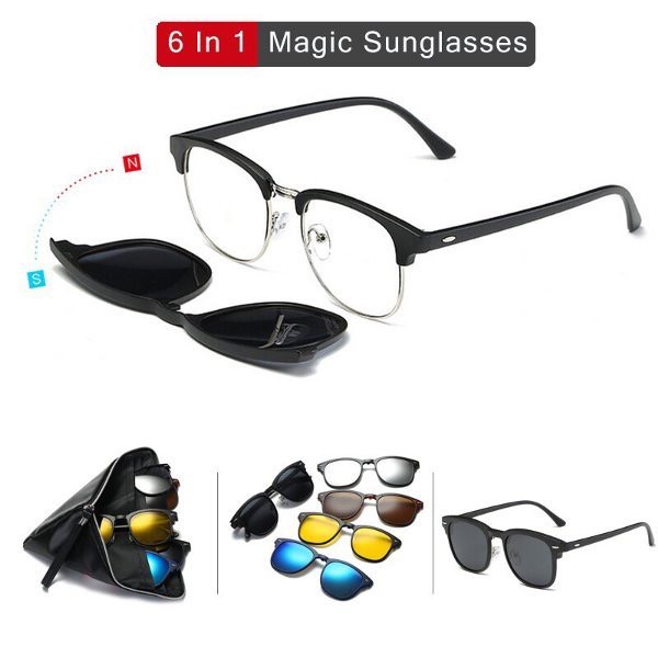 FLASH SALE BAYAR DITEMPAT -Kacamata Pria / Frame Clip On Free 5 Lensa 2218 Kacamata Multifungsi Mura