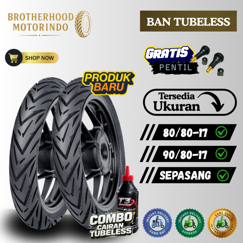 (PAKET SEPASANG) BAN FDR GENZI PRO (80/80-17 / 90/80-17) TUBBELES / BAN GENZI TUBLES / BAN MOTOR RIN