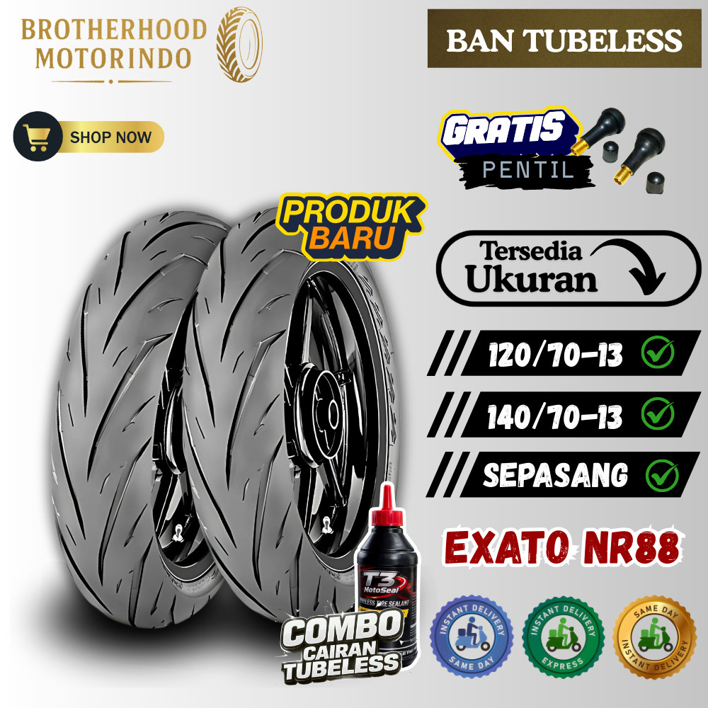 (PAKET SEPASANG) BAN IRC EXATO TUBELESS (120/70-13 / 140/70-13) BAN RING 13 / BAN IRC / BAN TUBBLES 