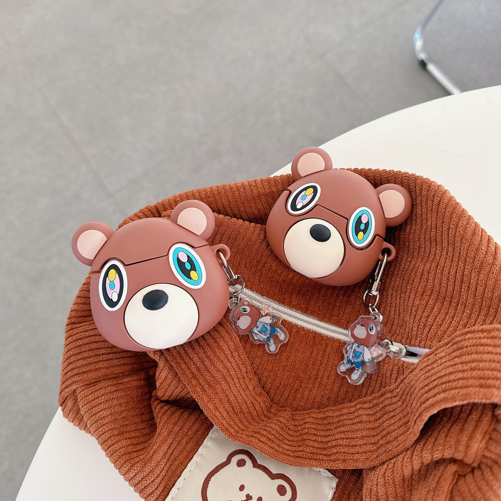 For AirPods 4 Case 3D Kawaii Kanye Dropout Bear Teddy Bear Creative Earphone Case for AirPods Pro2 1