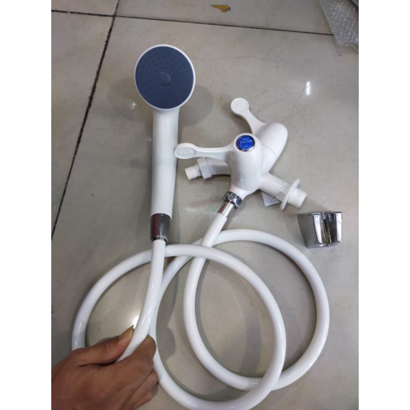 Paket murah kran shower set plastik / Kran + shower set plastik putih
