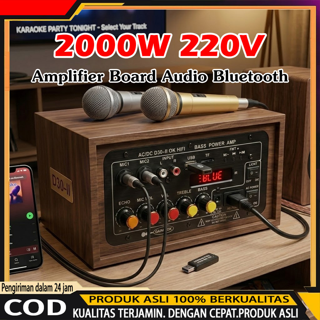 2000W Amplifier Bluetooth Modul Power Super Bass 12V 24V 220V Terbaik. Speaker Aktif Rakitan Untuk M