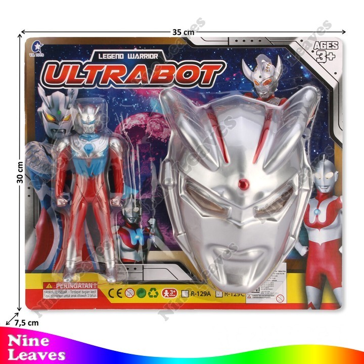 Mainan Topeng Ultraman Set + Figure Silver Zero 20 cm B/O Lampu Ultrabot