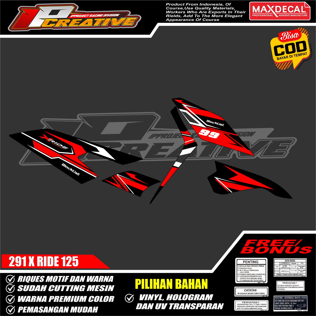 (COD)STICKER  STRIPING MOTOR ORIGINAL YAMAHA X RIDE  DESAIN RACING HOLOGRAM DAN TRANSPARAN