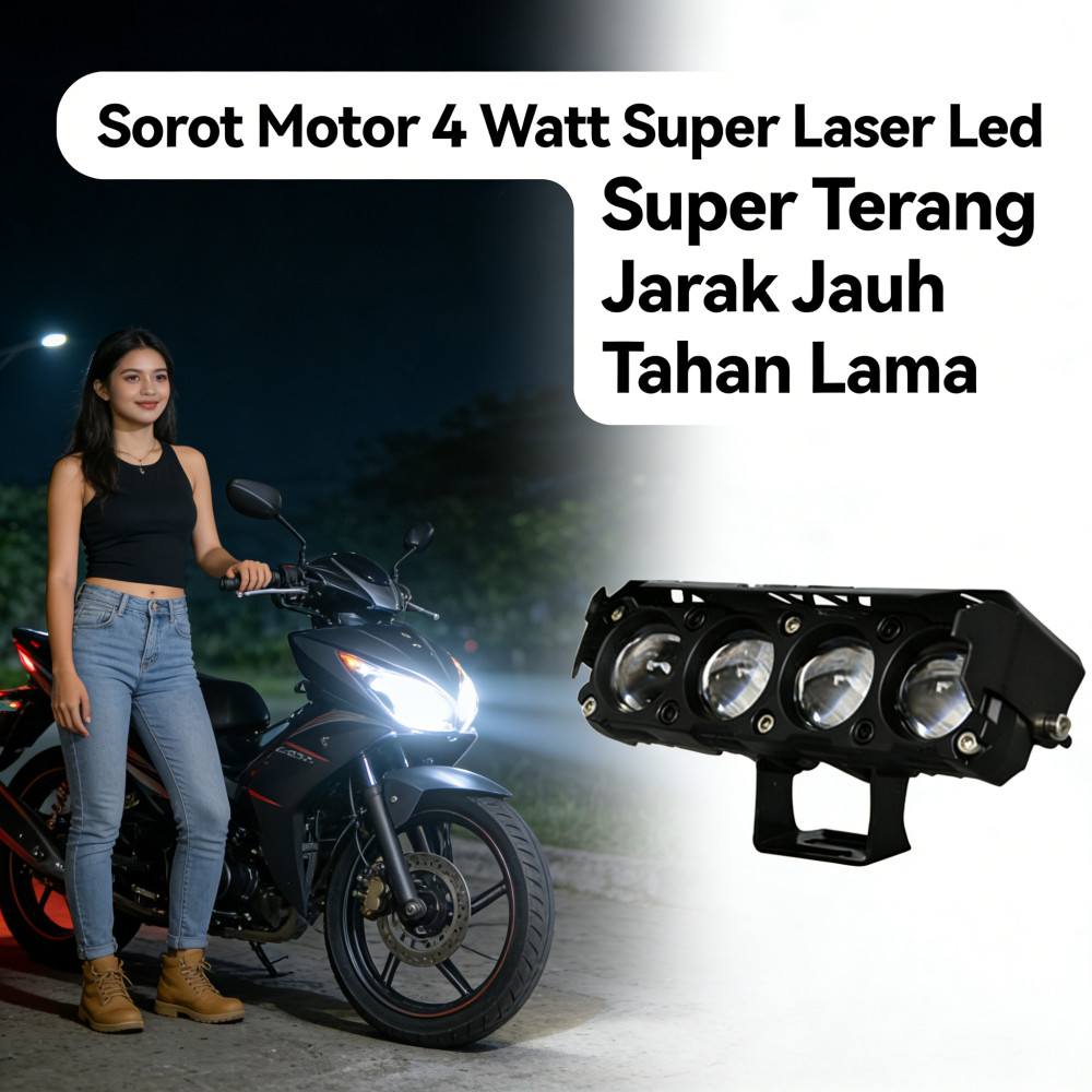 Mobil Motor Super terang 4 Mata Lampu Led Putih Kuning Lampu Tembak Sorot Laser Lampu Tembak Sorot S