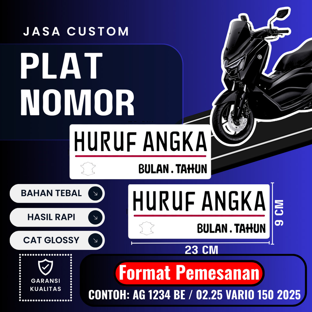 PLAT CUSTOM WARNA PUTIH PLAT CUSTOM SATU PASANG WARNA PUTIH PLAT CUSTOM BAUT TANAM