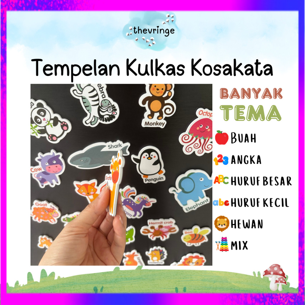 (RO) Tempelan Kulkas Kosakata angka huruf buah hewan mix | HIASAN KULKAS MAGNET | HIASAN KULKAS EDUK