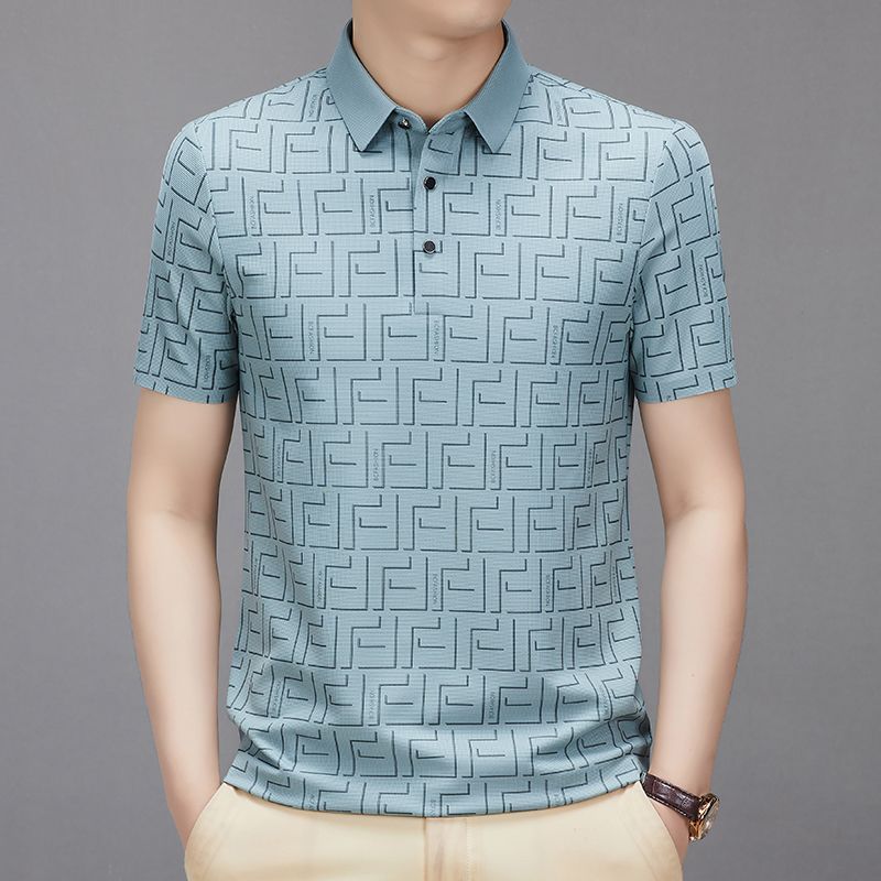 Atasan kaos POLO lengan pendek sutra es pria