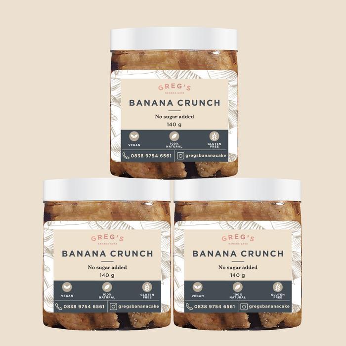 Gregs Banana Cake Banana Crunch Set of 3 Jars 140grm Snack - set of 3, Pink Hmlyn Salt