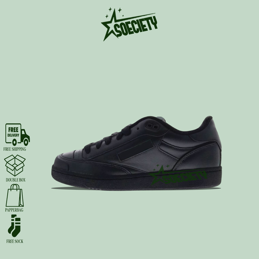 Sepatu Sneakers Reebok BEAMS x  Club C Bulc Vintage Triple Black BNIB Unisex