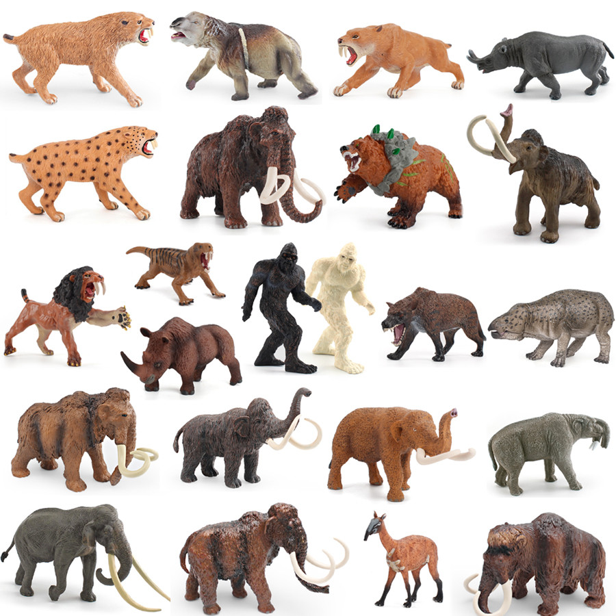 Realistic Prehistoric Animal Smilodon Mammuthus Lisowicia Woolly Rhino Mammut Figurine Savage Model 