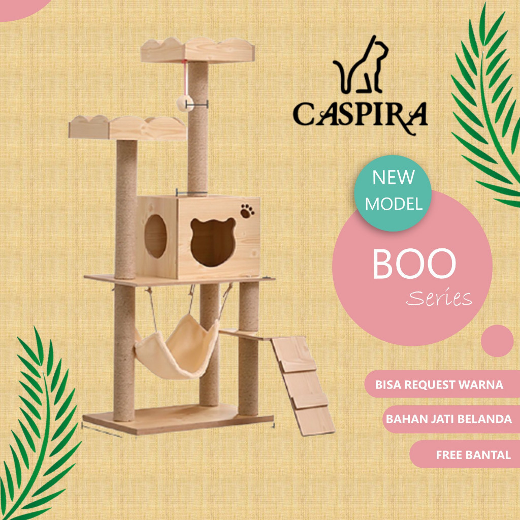 Cat Condo - Kandang Kucing Kayu Jati Belanda - Cakaran Kucing - Panjatan Kucing - Rumah Kucing - Mai