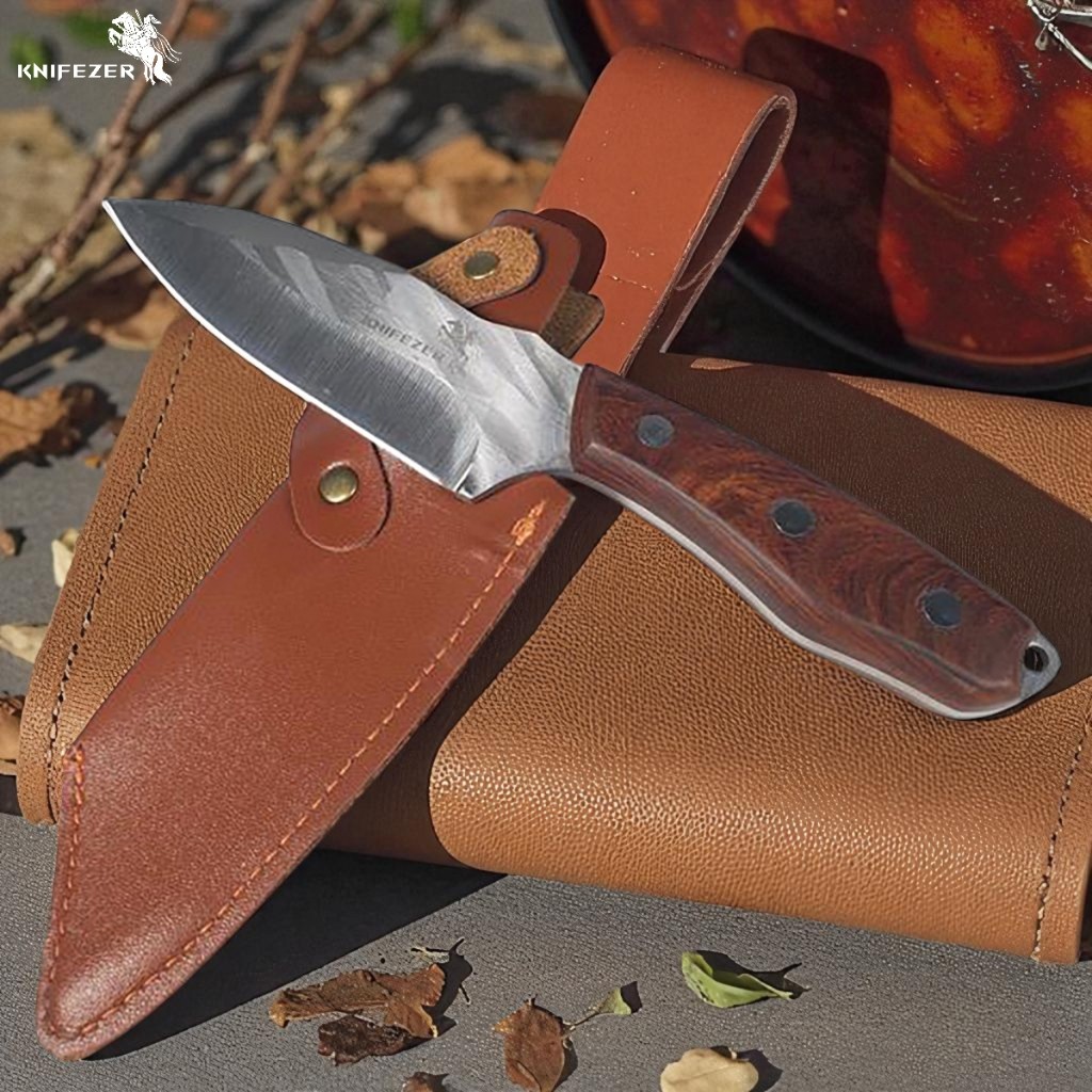 Pisau KNIFEZER Butcher Knife Forged 4CR13 with Holster Pisau Survival Serbaguna Pisau Camping Gunung