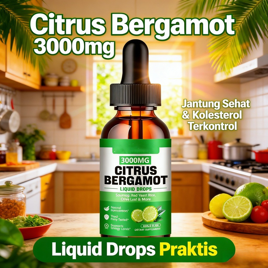 3000mg Citrus Bergamot Liquid Drops – Ekstrak Bergamot dengan Red Yeast Rice, Soursop & 12 Herbal un