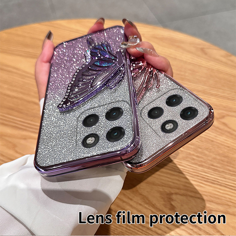 Phone Case for Moto G17 Power Back Cover Quicksand Glitter 3D Butterflies with Drilling Shining Hold