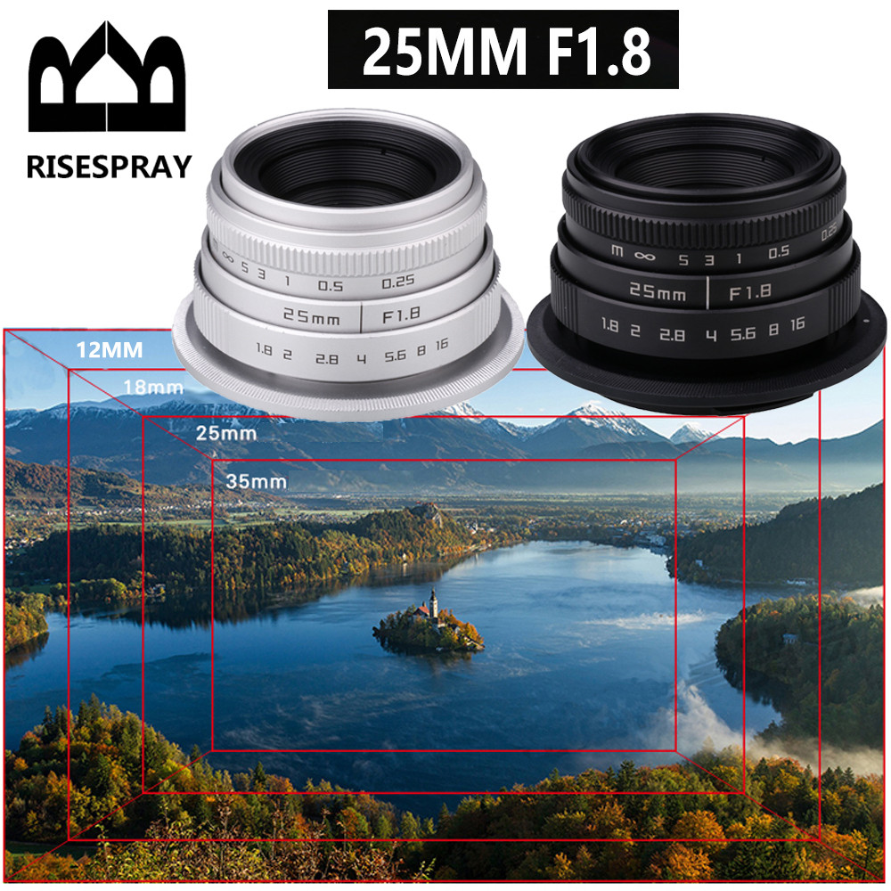 Lensa CCTV MINI 25mm f/1.8 APS-C + Cincin Adaptor untuk Kamera Mirrorless APS-C NIKON1 EOSM Sony E F