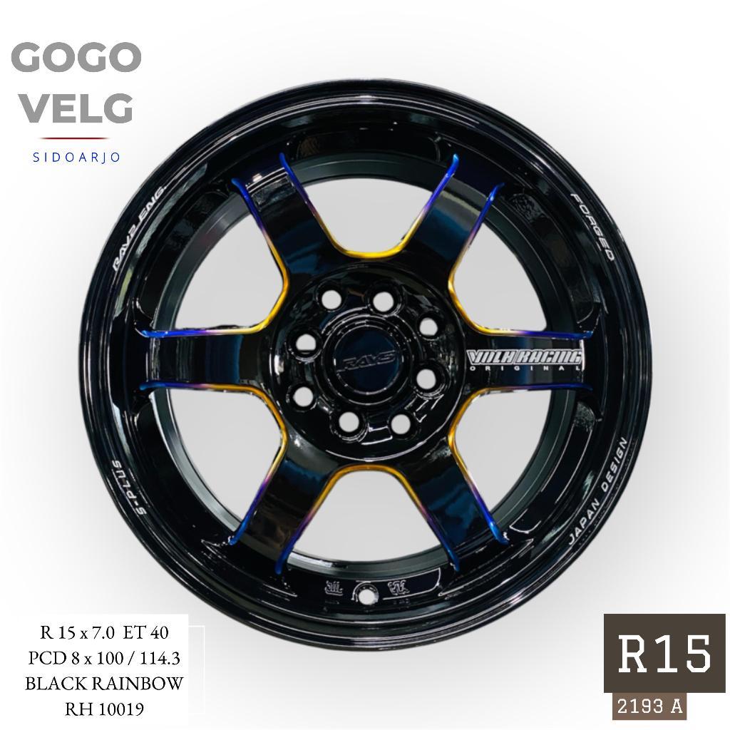 Velg Mobil R15 Te37 Saga Black Rainbow Polish PCD 4X100/114,3 L7 Agya Brio Calya Sigra Yaris Avanza
