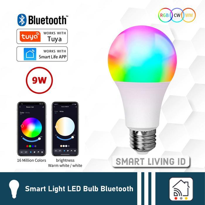 Tuya Lampu Bohlam Smart LED Bulb Lamp Bluetooth 9W RGBCW E27